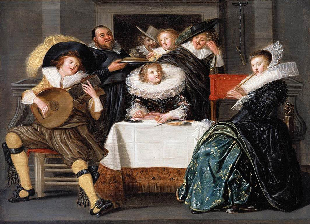 a merry company making music